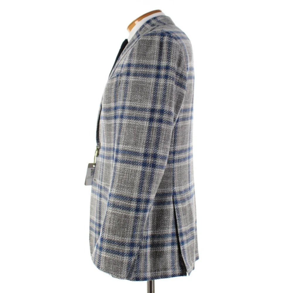 Sartorio Kiton NWT Wool Blend Sport Coat Size 52R (42R US) Gray w/ Blue & White